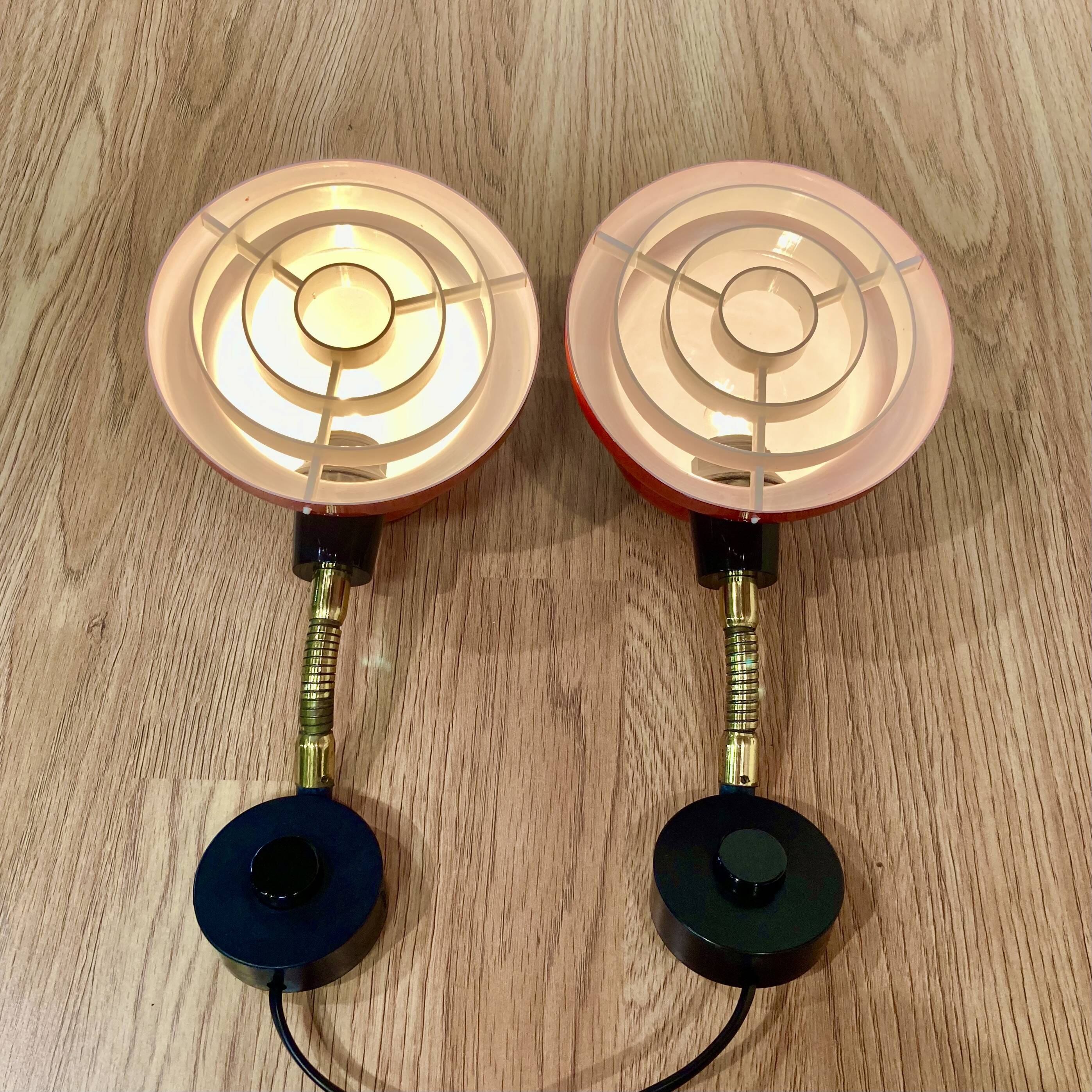 PAIR OF MODULAR SCANDINAVIAN DESIGN WALL LIGHTS 1950.