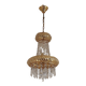 Vintage Gold Metal 5-Light Chandelier – Crystal Beads & Glass Prisms