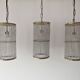 Set of 3 cylindrical crystal chandeliers in mid-century modern style attributed to Lobmeyr.