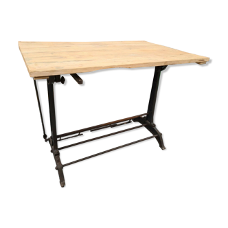 Unic pars brand drawing table in cast iron and wood