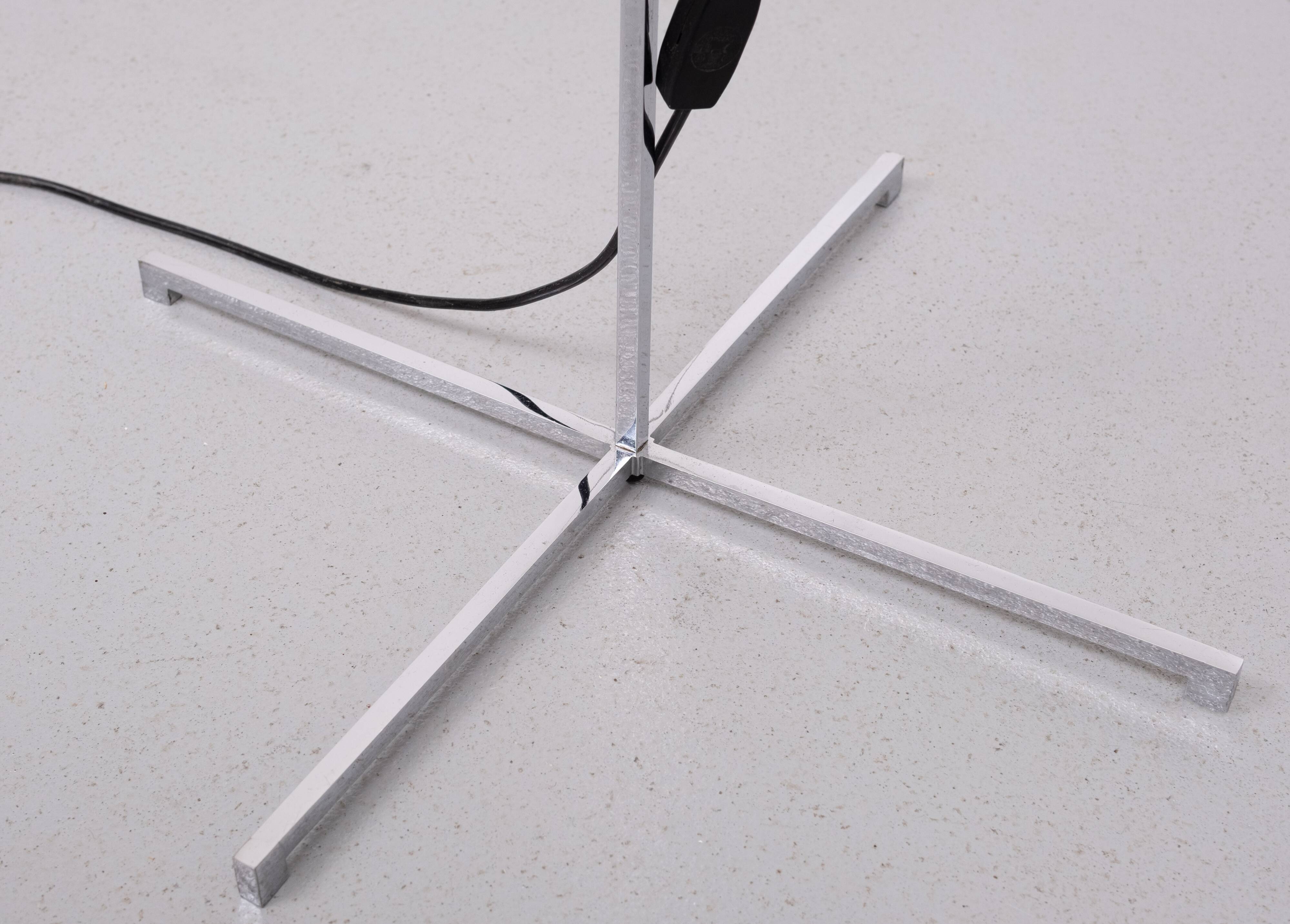 Mid Century Adjustable Chrome Walnut Floor Lamp by Hans Eichenberger 1950s