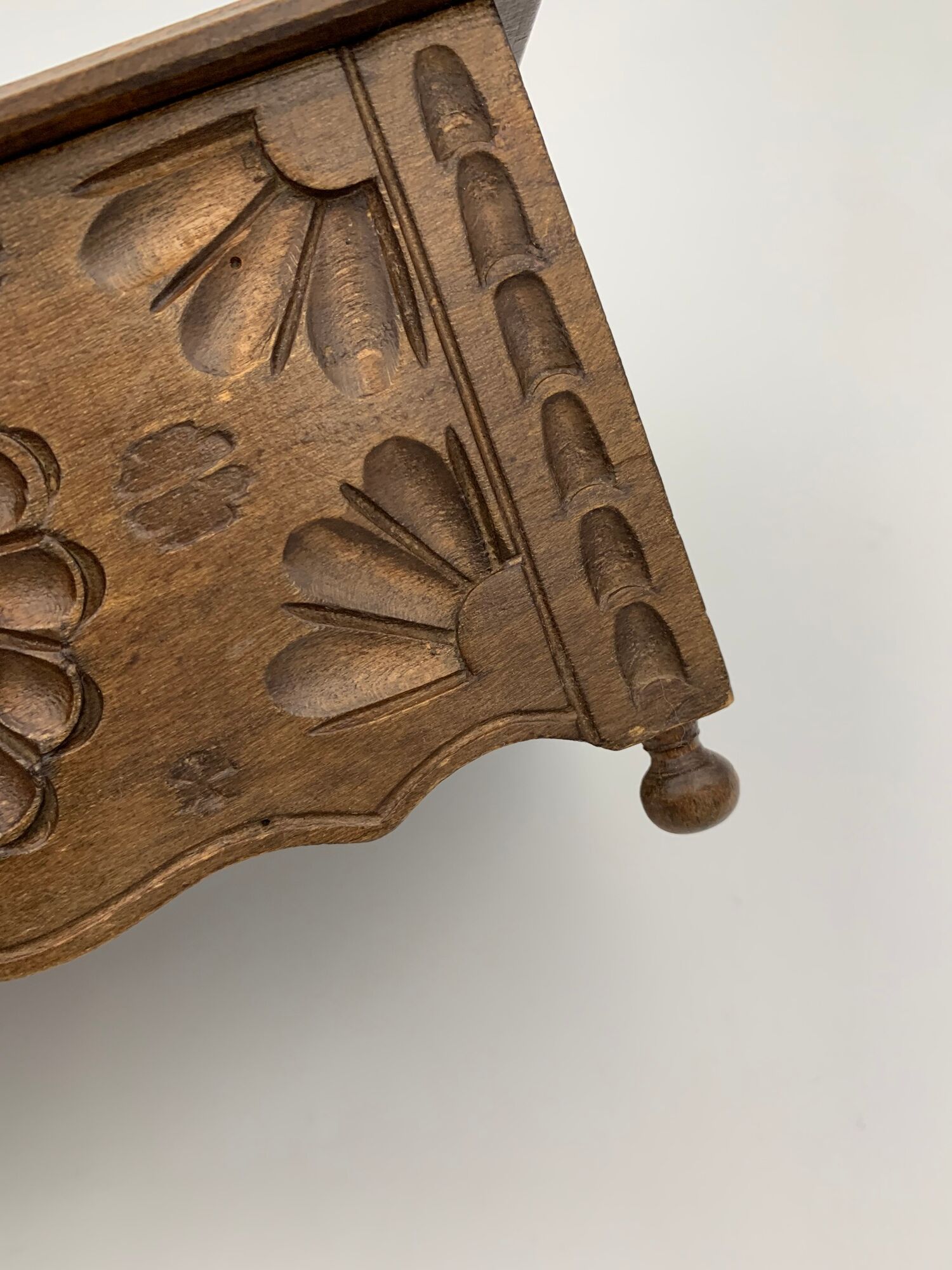 Vintage Breton box, carved wooden jewelry box