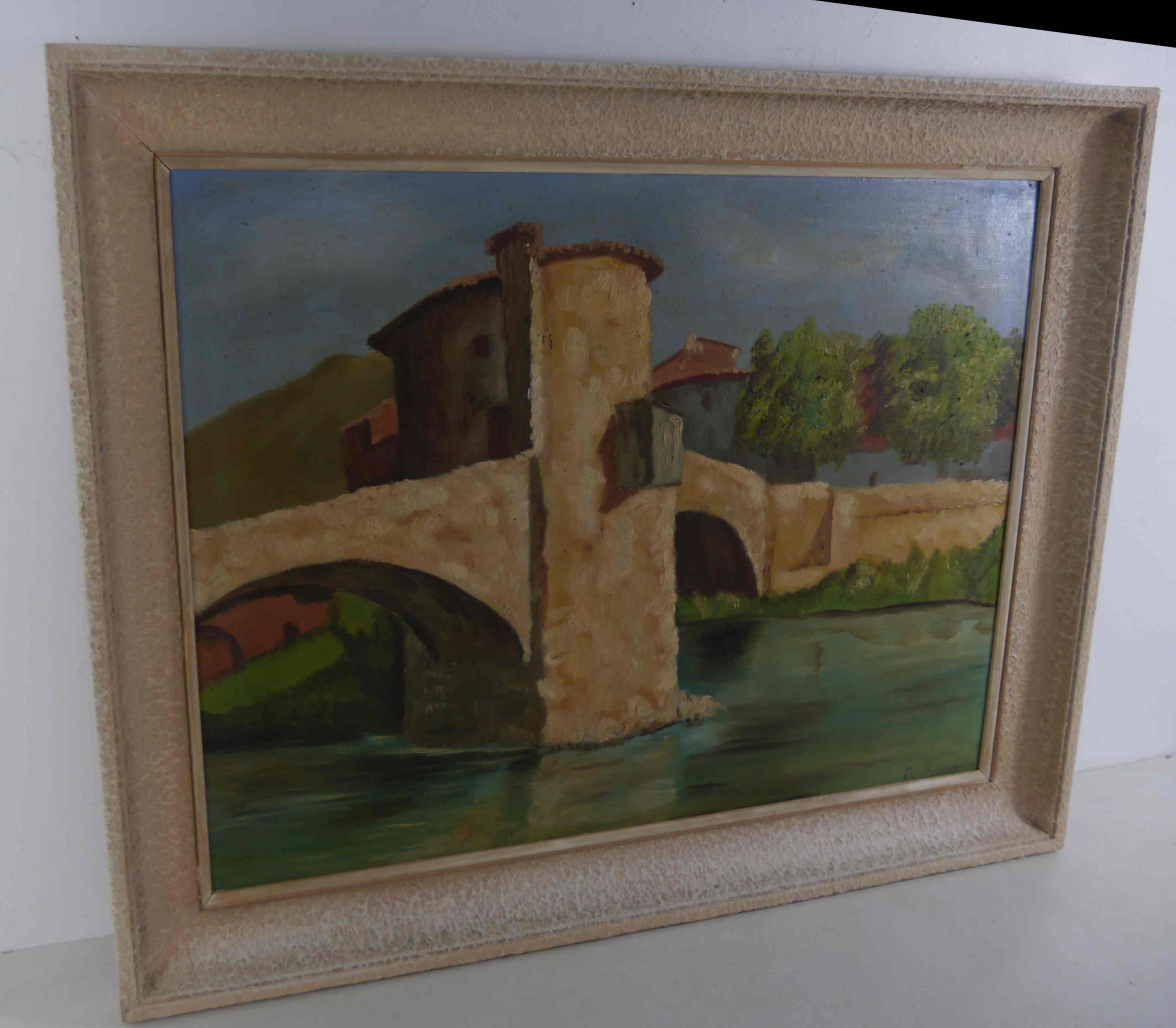 Oil painting on wood by R Accaries