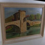 Peinture à l'huile sur bois de R Accaries