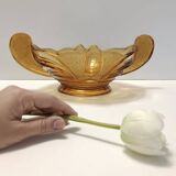 Art Deco Amber Blown Glass Bowl or Centerpiece by Brockwitz, Germany