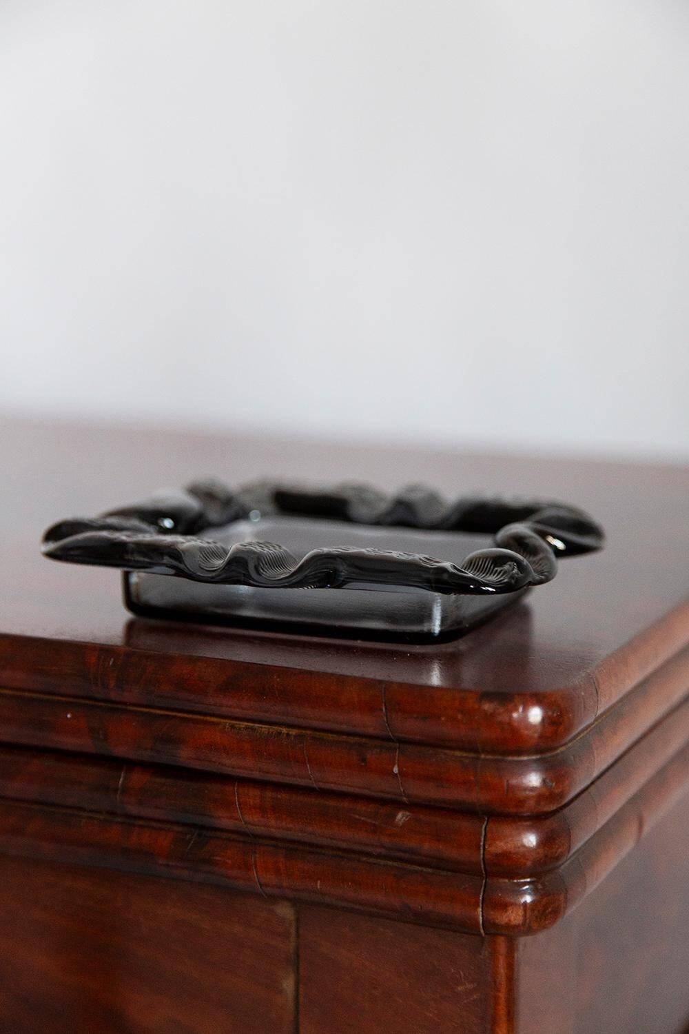 Grey crystal glass ashtray, mid-century, Italy, 1970s.