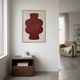 Peinture sur papier rouge cerise signée Eawy