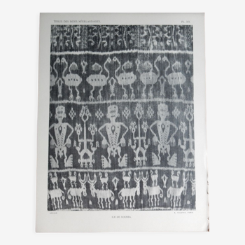 Ancienne planche illustrative tissu funéraire des Indes Néerlandai