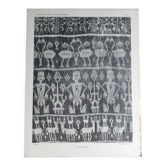 Ancienne planche illustrative tissu funéraire des Indes Néerlandai