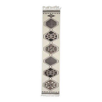 1970s Vintage Turkish Hand-Knotted Wool Cotton Beige Runner Rug 81x388