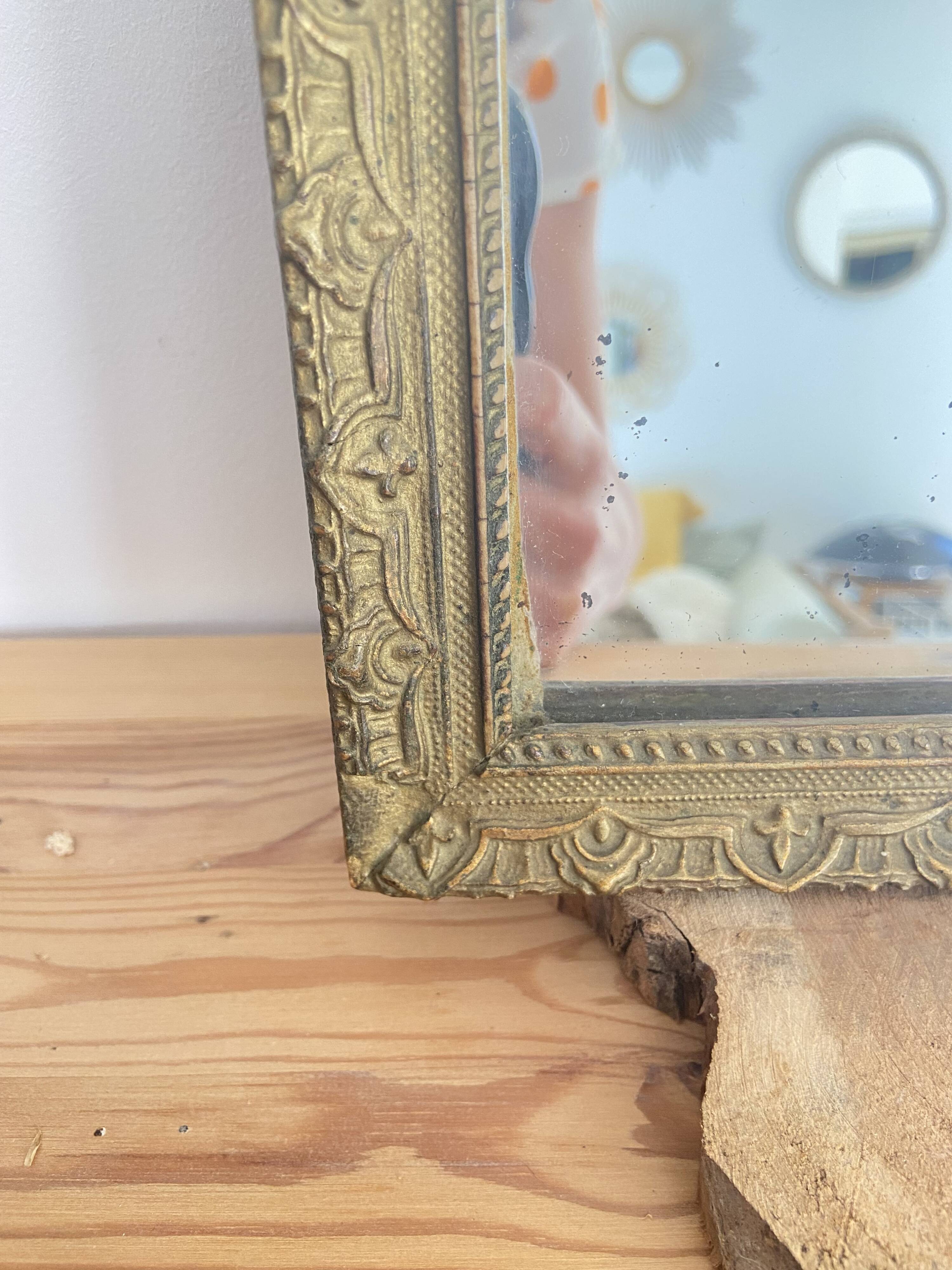 Small Rectangular Golden Mirror Classic Baroque Style - To Hang on the Wall