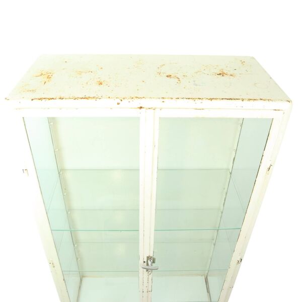 Ancienne armoire à pharmacie en métal Armoire à pharmacie en verre Industrielle des années 1970