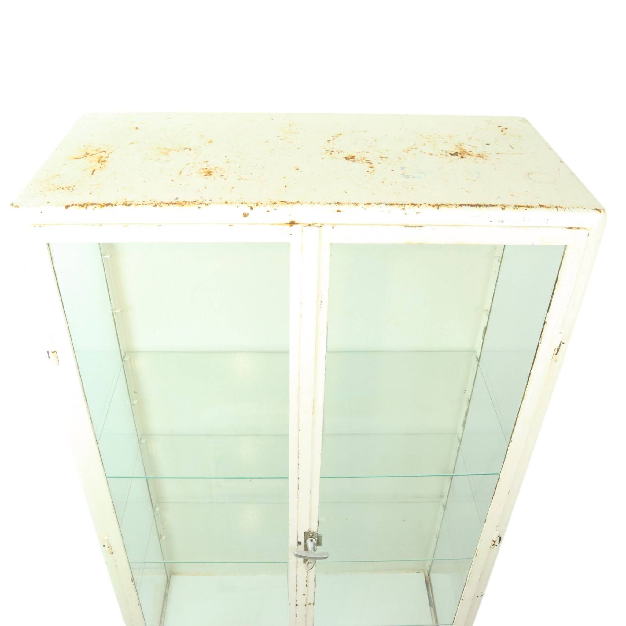 Old Metal Pharmacy Cabinet Medicine Cabinet Glass Industrial 1970s