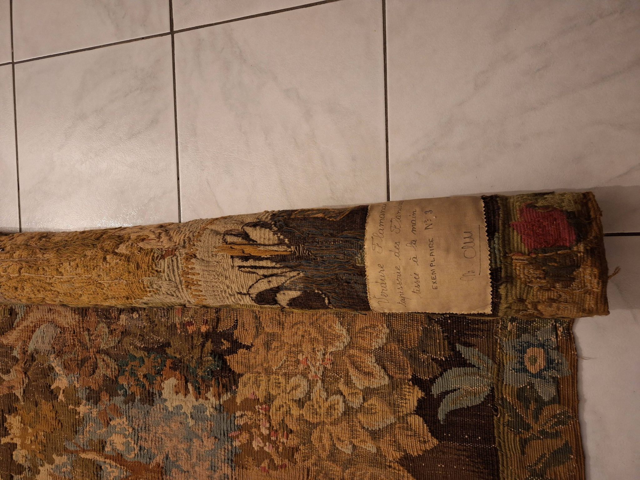 Tapisserie de laine "Verdure Flamande" de la manufacture Robert Four