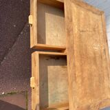 Vintage wooden desk with two drawers.