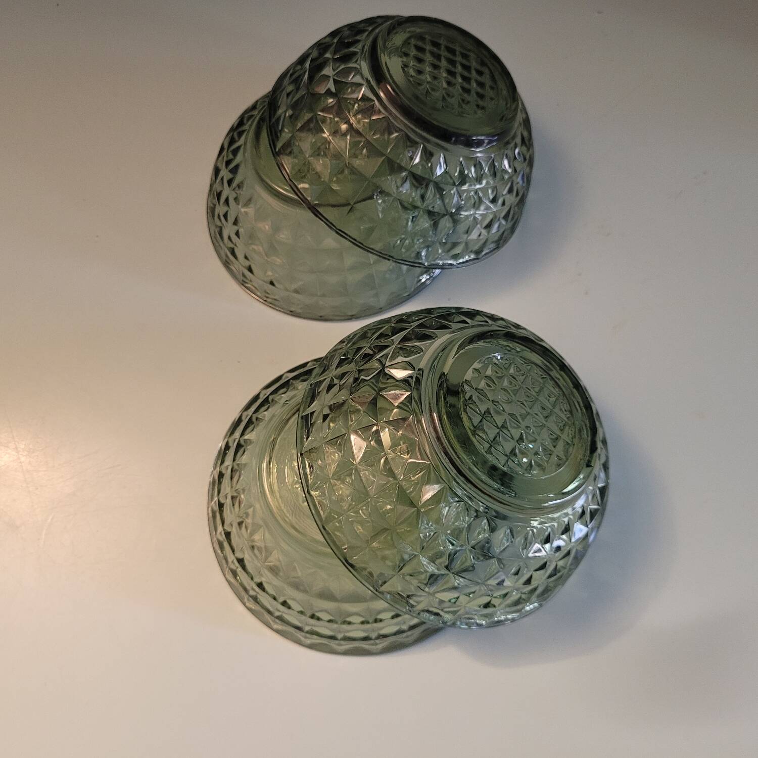 Set of 4 smoked green molded glass bowls - 1970s
