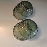 Set of 4 smoked green molded glass bowls - 1970s