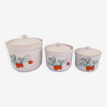 Series 3 old nesting pot in porcelain or earthenware decorations strawberry decoration