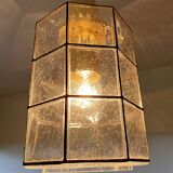 Pair of pendant lamps vintage limburg, glass & brass, 70s