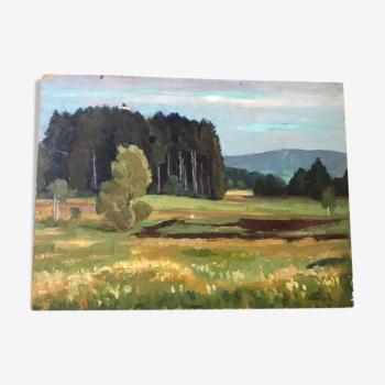 Vintage landscape oil