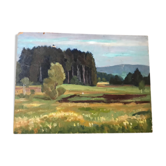 Vintage landscape oil