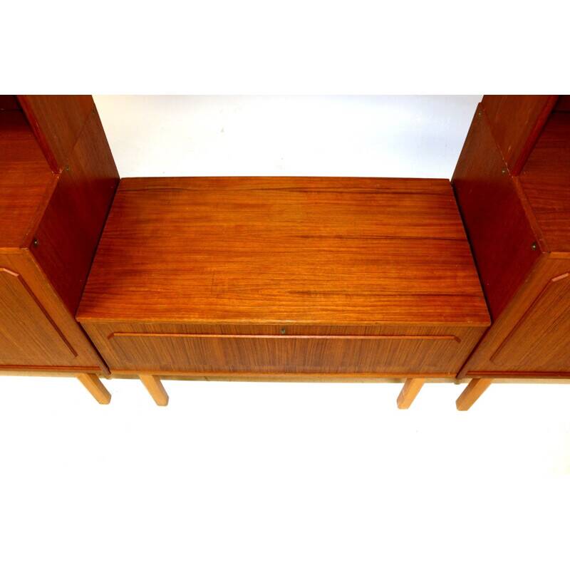 Scandinavian vintage bookcase in teak and beech from Brantorps 1960s Sweden