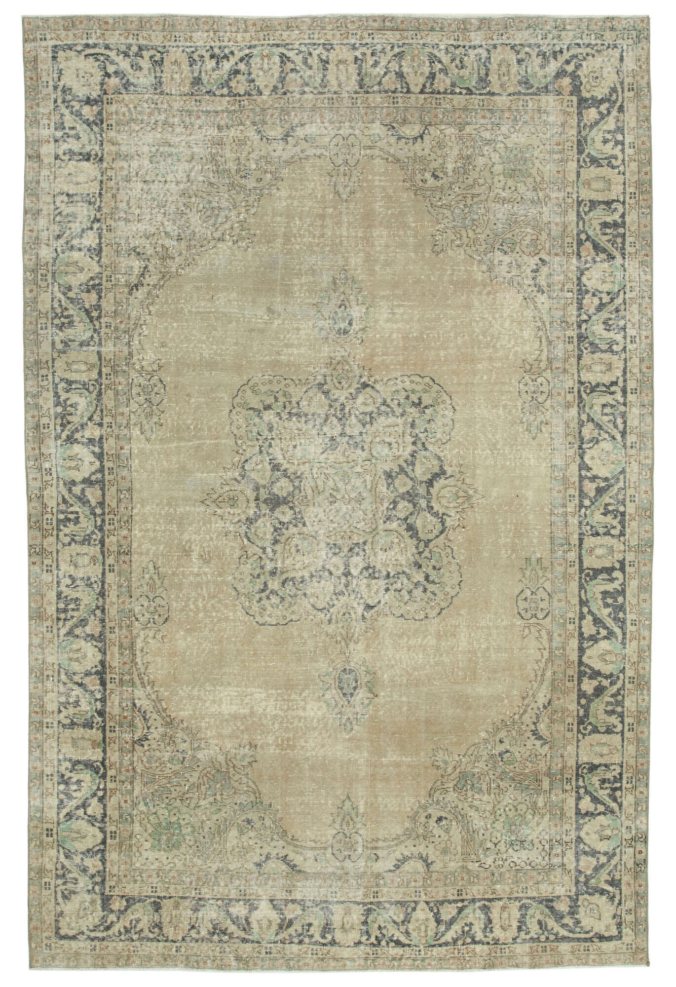 Handmade oriental beige rug 207 cm x 310 cm