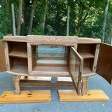 Vitrine vaisselier vintage en bois massif art déco 1940