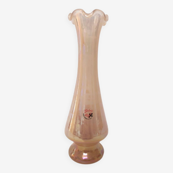 Pink opaline vase, stelvia Italy, 1970