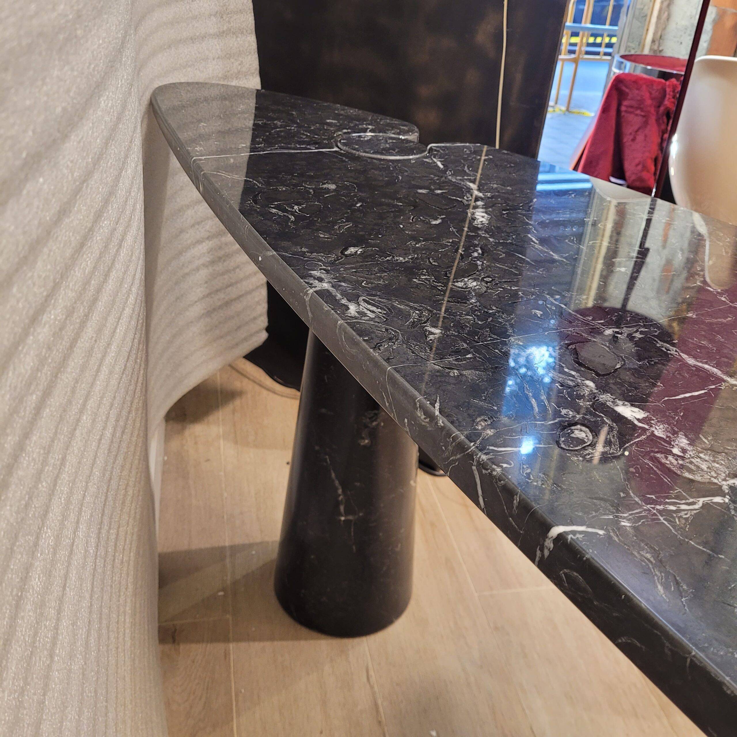 Console EROS, black Marquina marble, Angelo Mangiarotti for Skipper, 1970