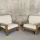 Paire de fauteuils vintage en orme massif