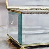 Beveled and chiseled glass and brass jewelry box
