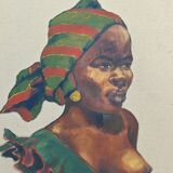 Orientalist portrait of an African woman by stone Alauzun 1950s