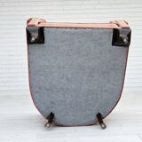 1960s, Danish armchair, salmon pink furniture velour, ash wood legs.