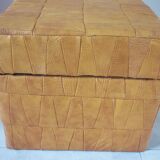 Stool, leather storage chest, 60