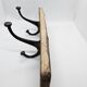 Solid teak coat hook with 2 double cast iron hooks