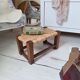 Marche pied / Tabouret en bois et paille