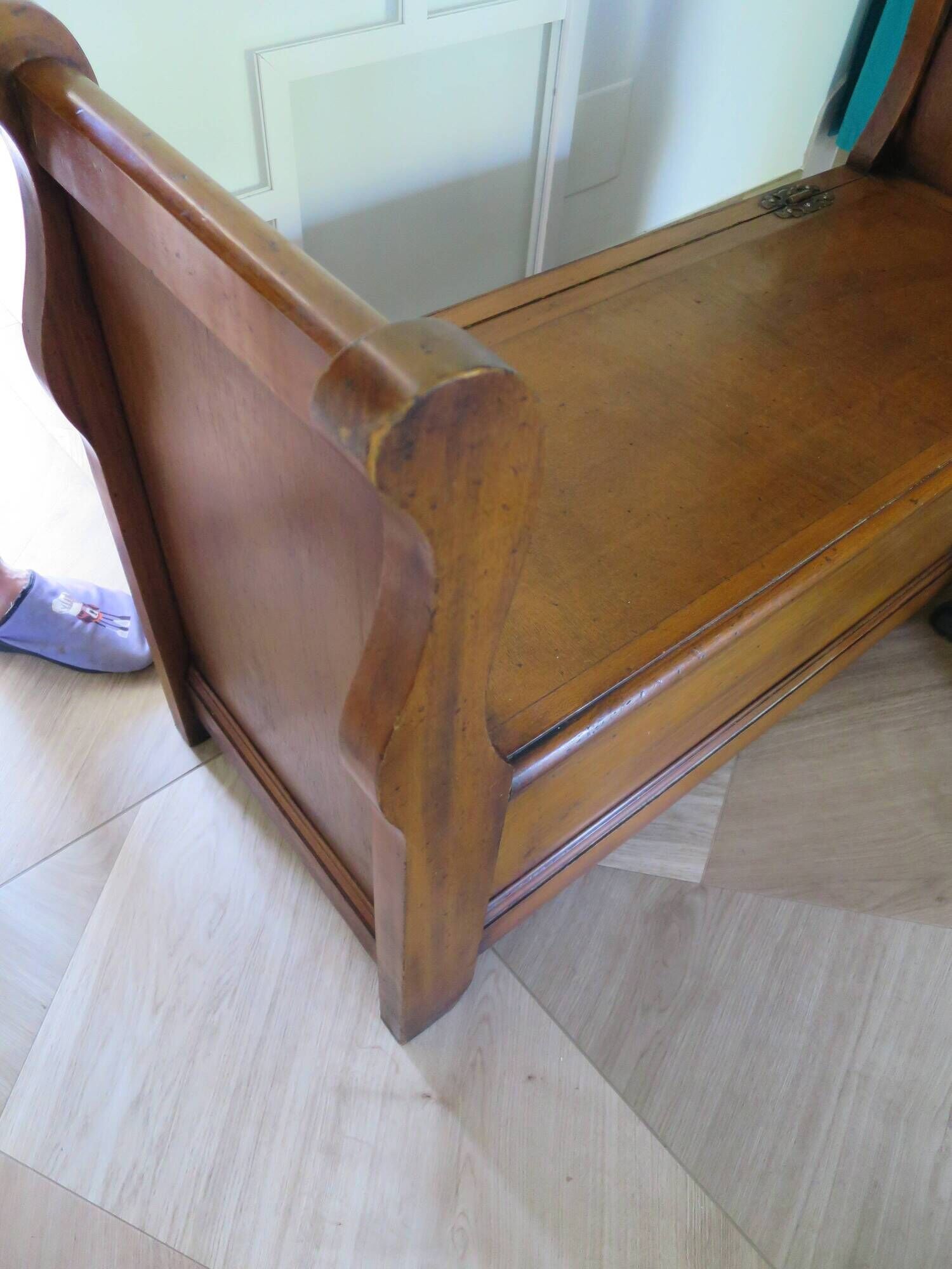 Rare entrance bench - Old chest bench - toy chest - oak color