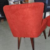 Purple cocktail chair in beech, 1960s, Mid-Century style, fluted backrest, comfortable seat.