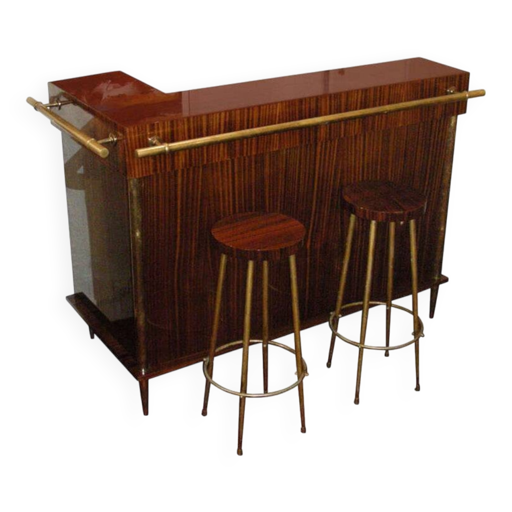 Bar from the 1960s in rosewood with 2 stools.