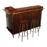 Bar from the 1960s in rosewood with 2 stools.