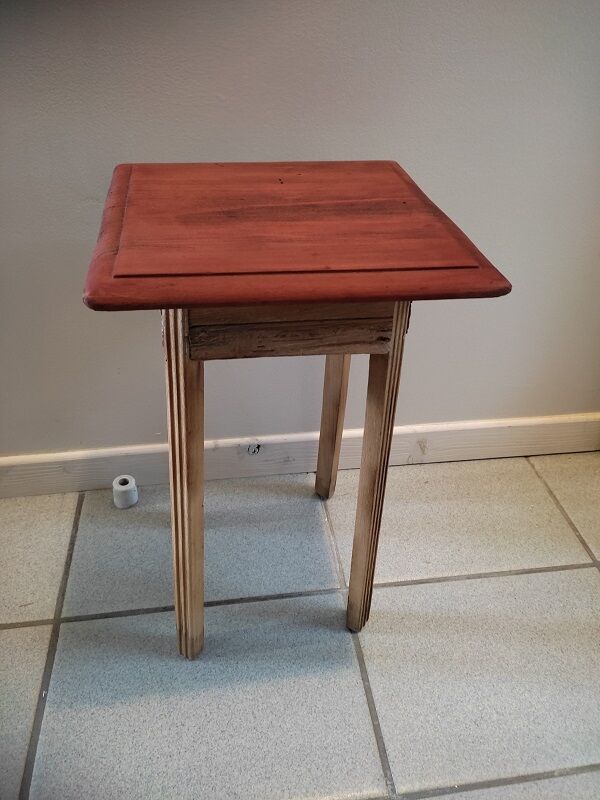 Console holder pot flower wood patinated seat mahogany