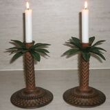 Lot Palm tree candle holders and palm tree with a monkey