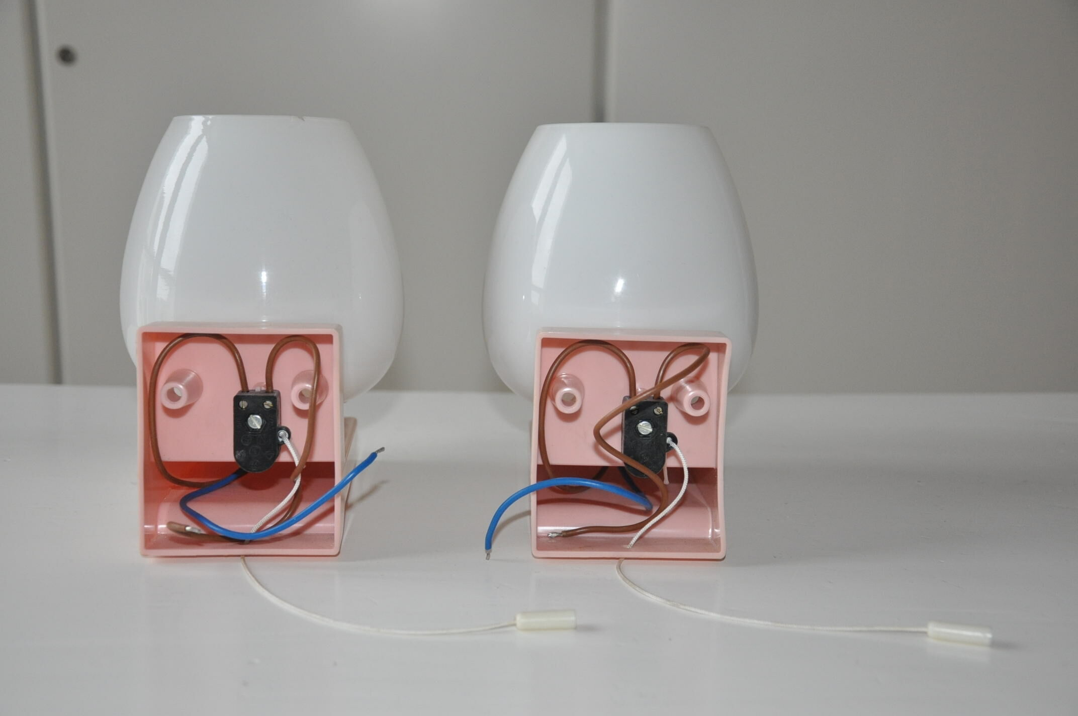 Pair of vintage wall lamps opaline child