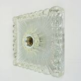 Heavy mid century ice glass wall lamp 1960s 70s sconce hustadt-leuchten