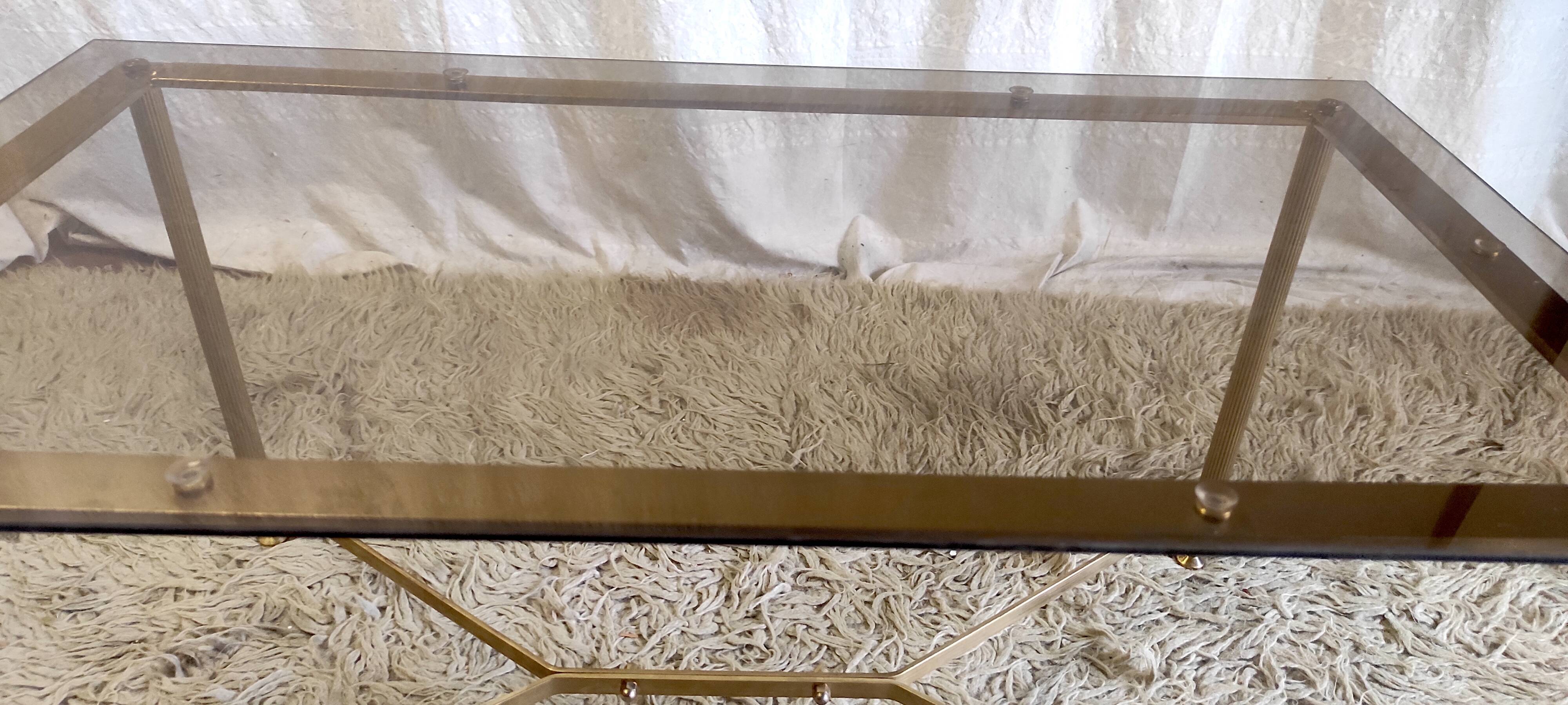 Brass coffee table and smoked glass 60s/70s