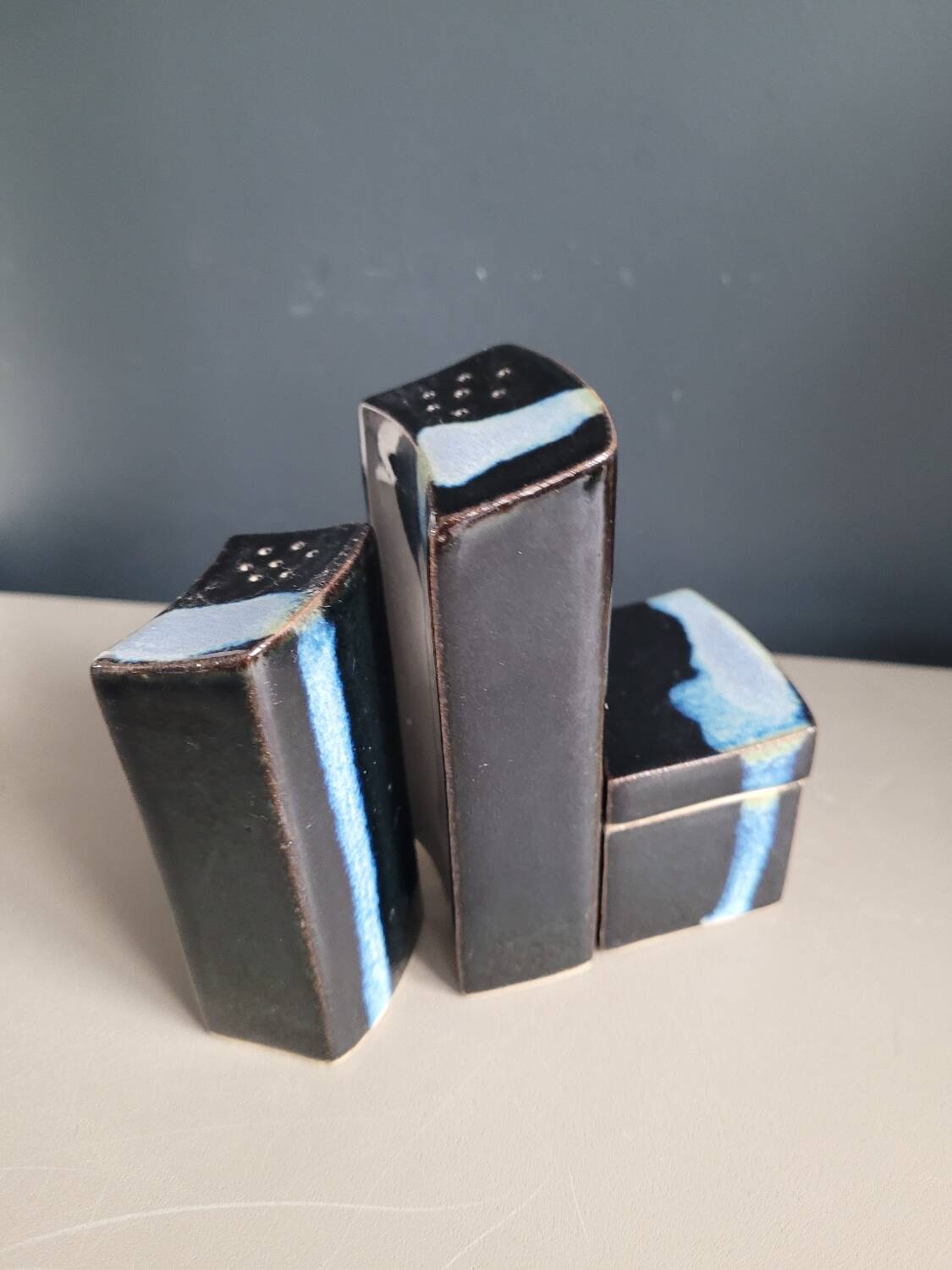 Vintage ceramic salt pepper mustard set