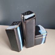 Vintage ceramic salt pepper mustard set