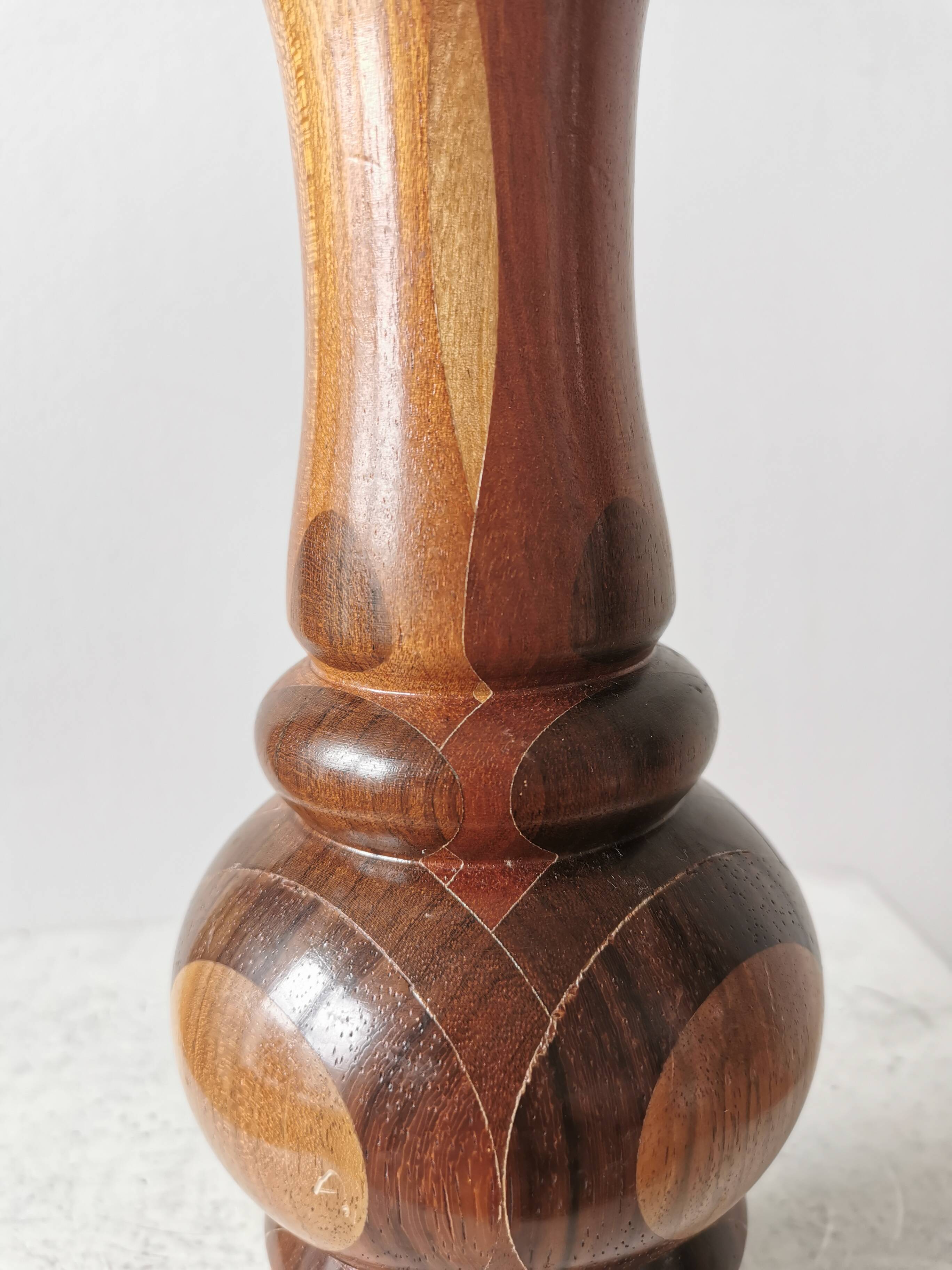 Vintage Wooden Vase: Handcrafted Wood Sculpture, Home Decor
