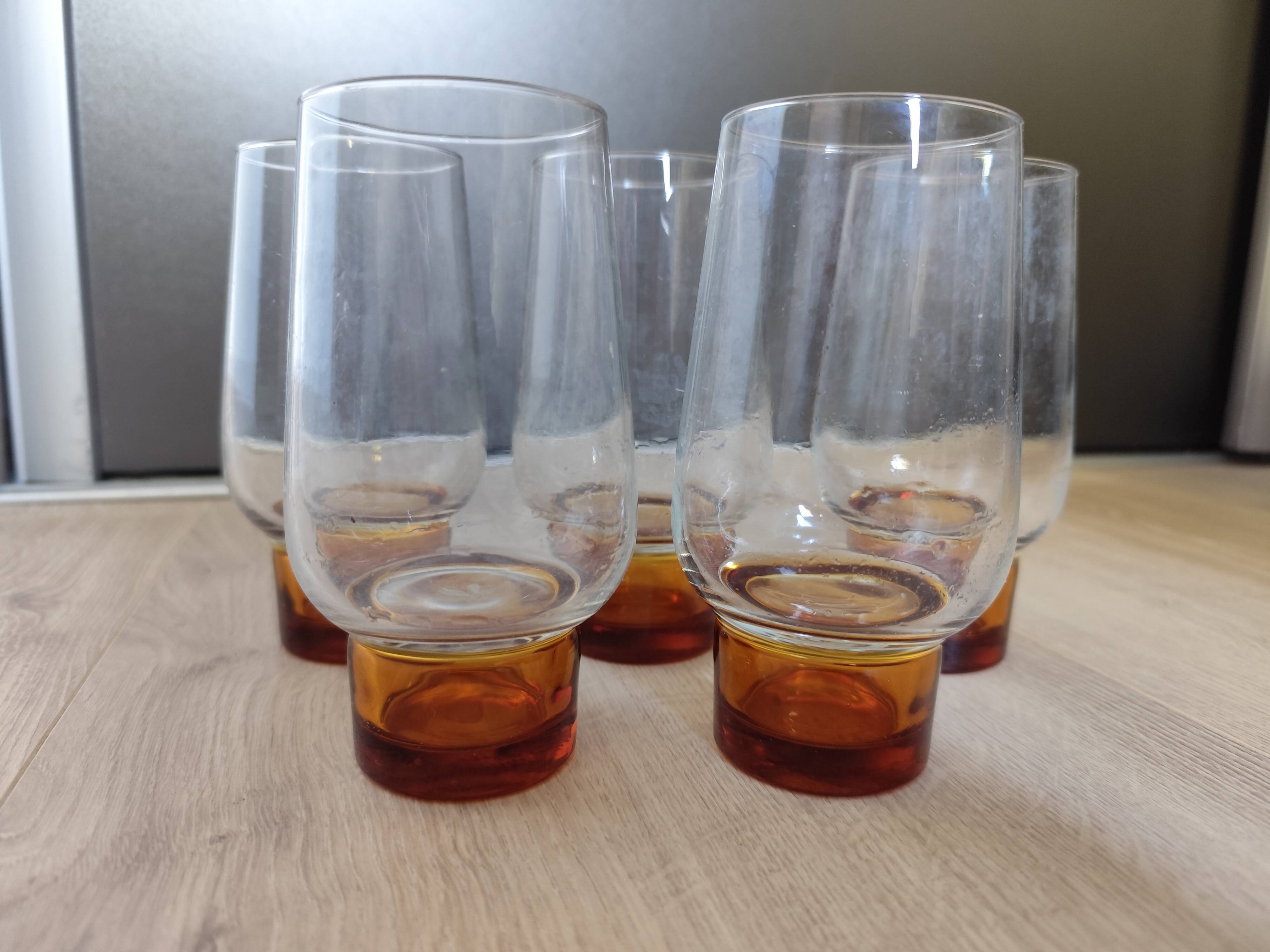 Série de 5 verres chope verre coloré 37 Cl Luminarc Années 60/70 vintage